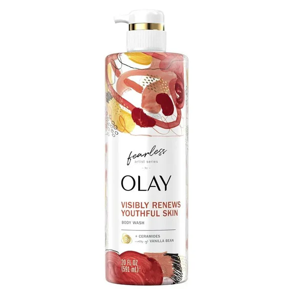 Olay Fearless Artist Series Body Wash with Ceramides with Notes of Vanilla Bean | Visibly Renews Youthful Skin | 20 fl oz (591 ml)
